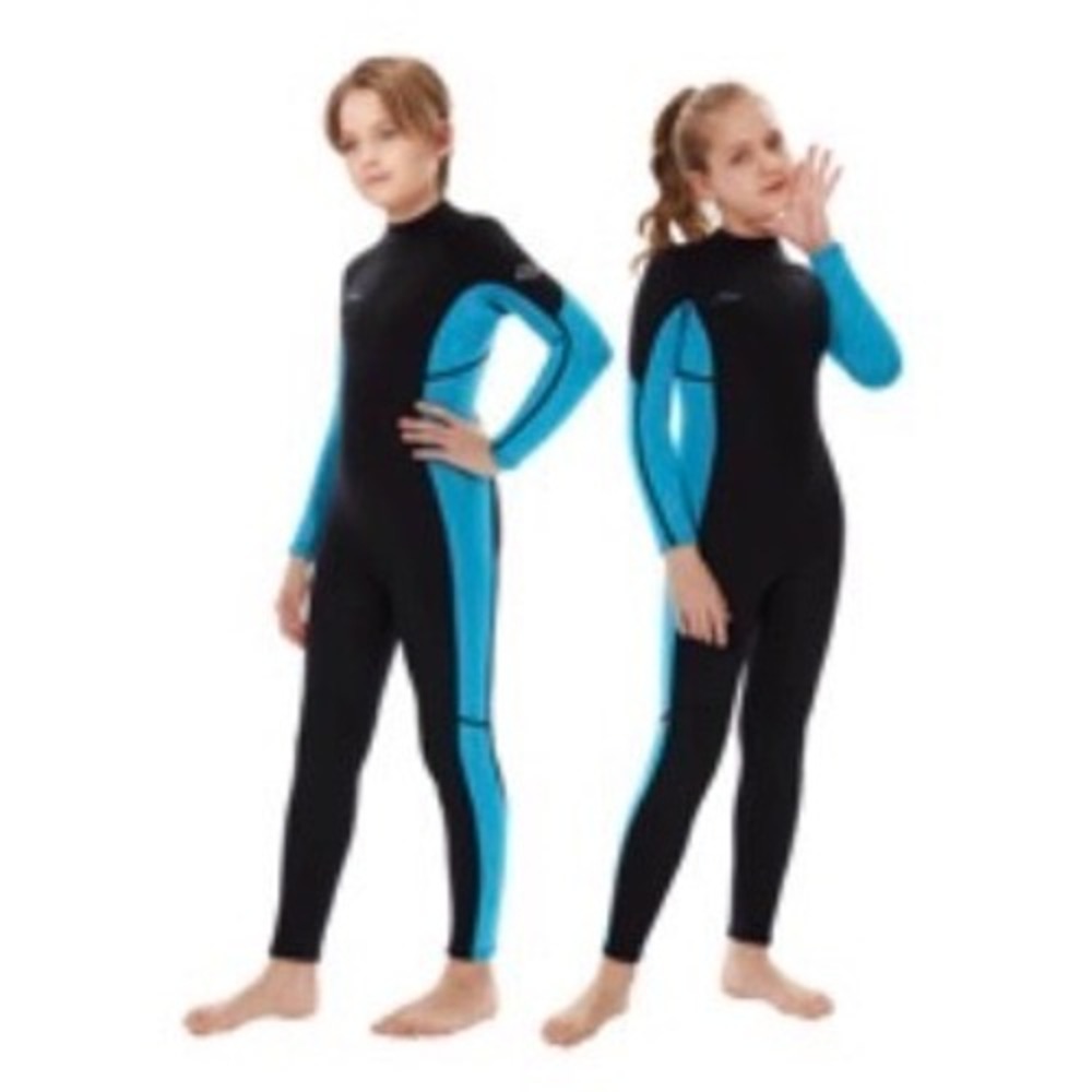 Hevto Kids Wetsuit Size 8 Full Body 3mm Neoprene Diving Surfing Suit Blue Black